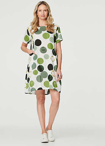 Izabel London Emerald Polka Dot Relaxed Tunic Dress Freemans