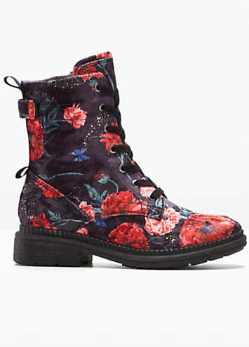 Ladies floral ankle boots best sale