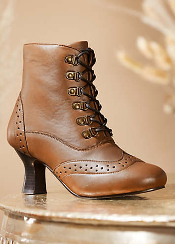 Joe Browns Brown Brogue Heeled Lace-Up Boots Freemans