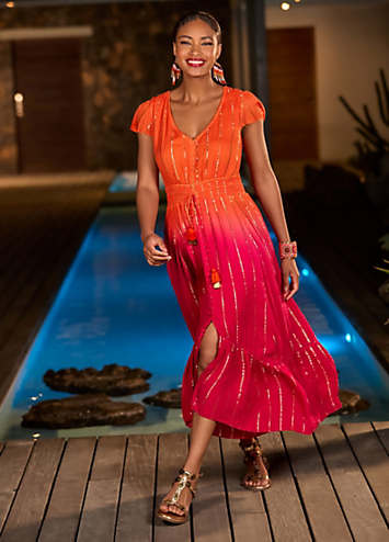 joe browns sunset skater dress Joe Browns Sunset Ombre Tassel Detail Maxi Dress