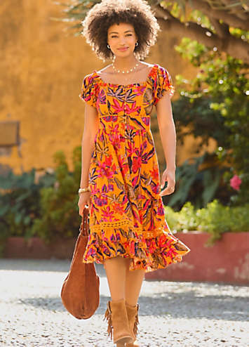 Joe Browns Sweetheart Neckline Tropical Print Dress | Freemans