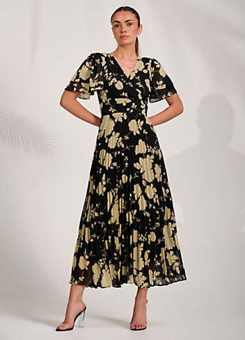 Jolie Moi Chiffon Ruffle Sleeve Pleated Maxi Dress | Freemans