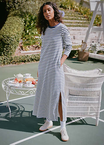 Jupe Midi Joules Femme - Taille 14 UK, Rayures Multicolores, Viscose, Ligne A, état Correct