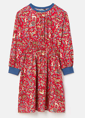 Joules Kids Odelia AOP Red Dress Freemans