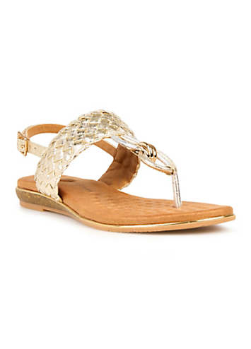 CABO Gold Woven Leather Sandals