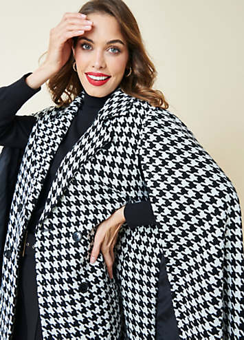 Kaleidoscope Houndstooth Cape Coat | Freemans