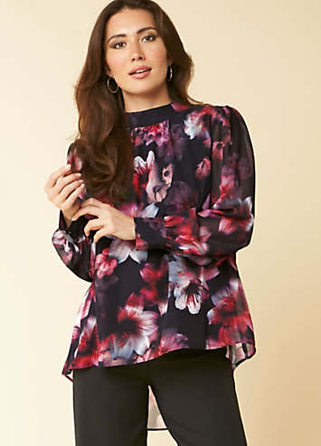 Kaleidoscope Print High Low Hem Blouse Freemans