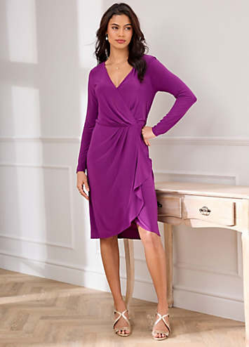 Fea Wrap Frill Dress  - Purple Velvet