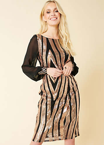 gold sequin tunic dress Yumi Gold Sequin Tunic Dress main image 0