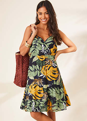 Kaleidoscope Tropical Tiered Wrap Dress | Freemans