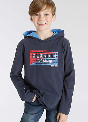 KangaROOS Kids Sleeve Hoodie Freemans Long Logo Print |