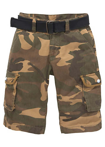 Babyhug Twill Cotton Above Knee Length Bermuda with Camouflage - Blue main image 0