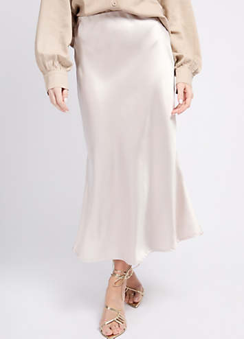 Little Mistress Oyster Satin Midi Skirt by Vogue Williams Freemans