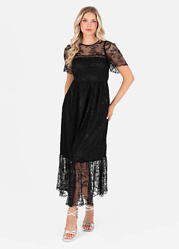Kerenza Short Sleeves Lace Midi Dress