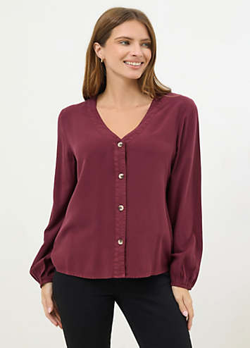 M&Co Button Front Long Sleeve Blouse | Freemans