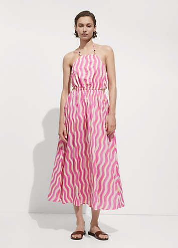 strapless open back dress Cream/Brown Stripe Midi Dress – Clothe Boutique