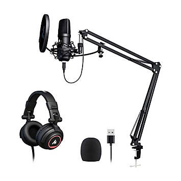 Maono podcasting microphone best sale with studio headphones kit