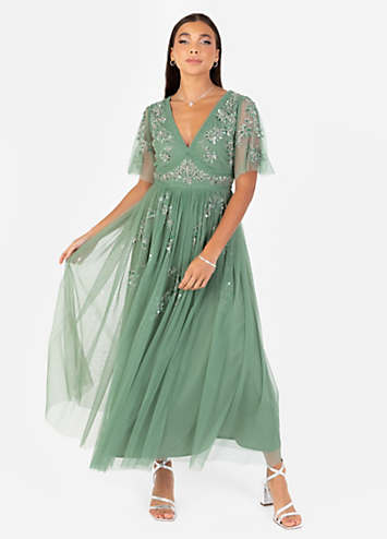 maya bridesmaid sleeveless midaxi tulle dress Deluxe Detailed Embellished with Trims cinderella-grace Nellie Mini Dress Black Size:us 12