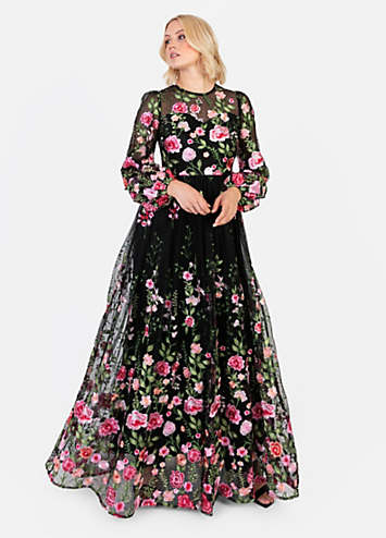 Maya Deluxe Vrouwen Maya verfraaid Halter Hals Maxi Jurk Bruidsmeisje, Bessen, 48 NL