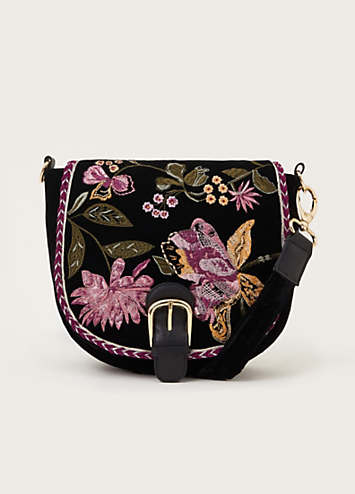 Monsoon Freya Embroidered Velvet Saddle Bag Freemans