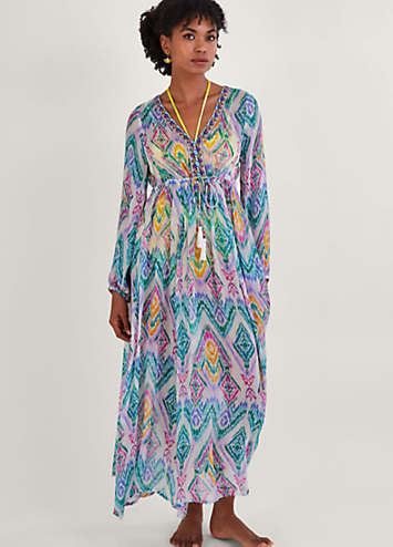 Monsoon Ikat Print Kaftan Dress in Lenzing™ Ecovero™ | Freemans