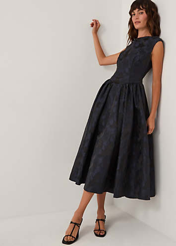 Monsoon Jayda Sleeveless Floral Jacquard Midi Dress | Freemans