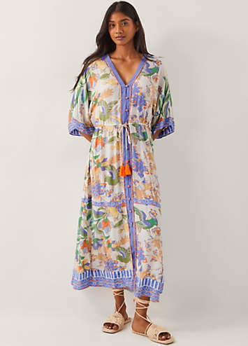 Monsoon Kaia Tropical Kaftan Midi Dress Freemans