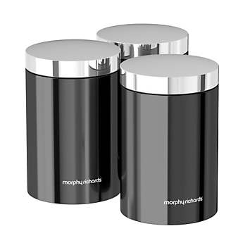  Morphy  Richards  Set  of 3 Canisters Dark Grey  Freemans