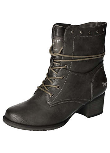 Megan Camel Faux Leather Lace Up Biker Boots