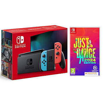 Nintendo Switch Neon with Just Dance 2024 (Code In Box)