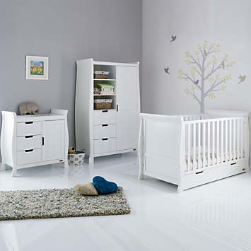 OBaby Stamford Sleigh Cot Bed with Drawer, Changing Unit & Combi ...