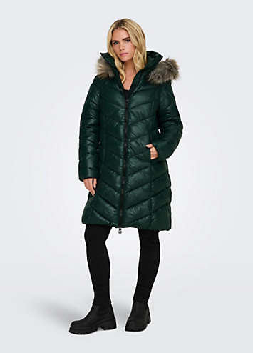 Hooded False Two Pieces Fine Cotton Filled Puffers Coat main image 1