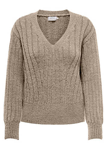 Women's V-Neck Knit Jumper- Stylish Ribbed Design main image 0