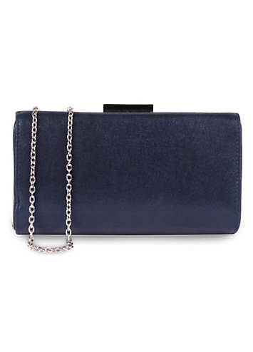 Paradox London Doria Navy Shimmer Box Clutch Bag Freemans