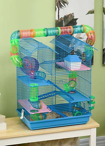 Image showcasing PawHut 5 Tier Hamster Cage Habitat with Accessories | Freemans