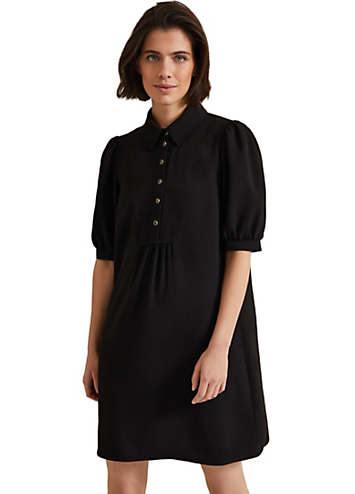Claudia Black Button Swing Mini Dress Claudia Black Button Swing Mini Dress