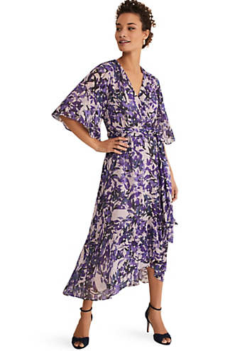 Bobeau printed best sale wrap maxi dress