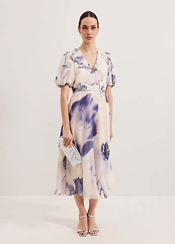 The Wrinkle Free Lizzie Top - Navy/Marigold Floral (Small - 3X)