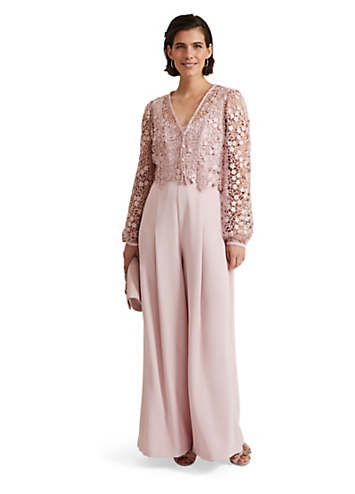 Phase Eight Mariposa Pale Pink Lace Jumpsuit Freemans