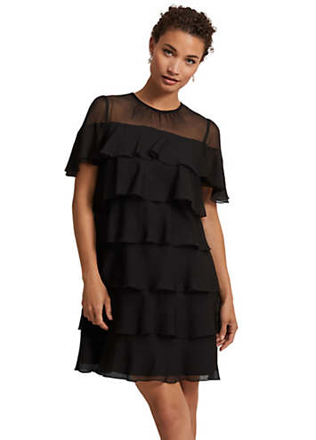 Phase Eight Nika Black Tiered Shift Dress | Freemans