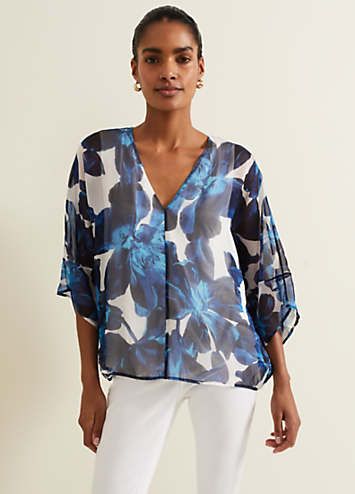 フェイズ エイト Phase Eight Camina Blouse （Teal） Efa Linen V-Neck Blouse | Phase Eight UK |