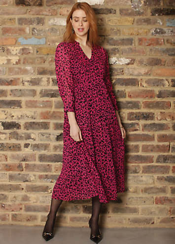 Red leopard print midi on sale dress