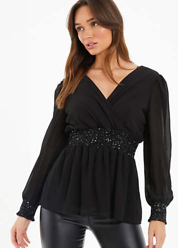 Sequin peplum outlet tops