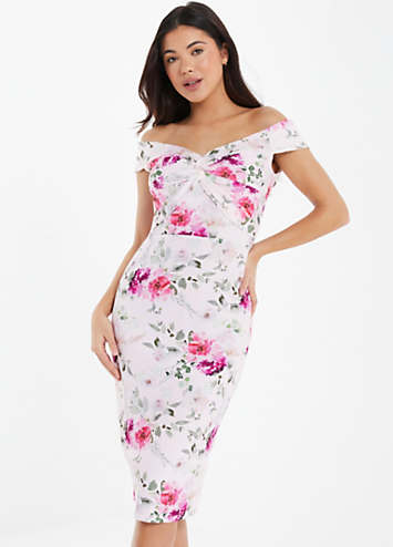 Quiz pink floral dress best sale