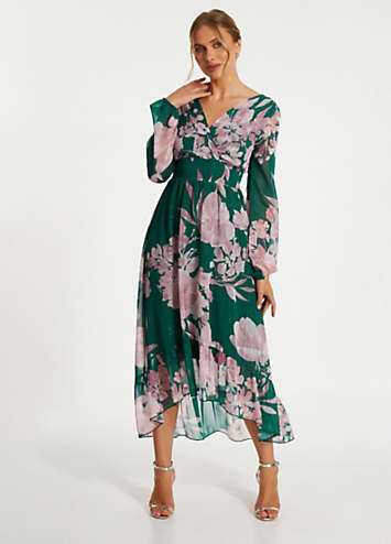 quiz pink floral dress Quiz Green & Pink Floral Maxi Dress
