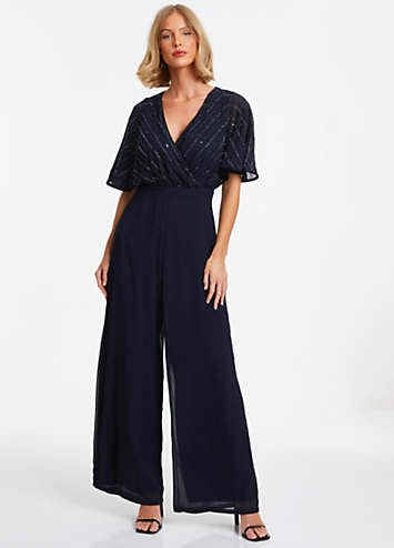 Quiz navy sequin store jumpsuit