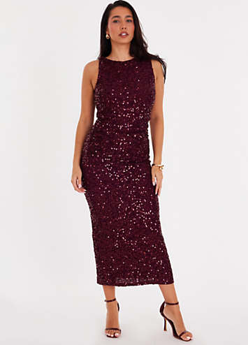Quiz Berry Sequin Dress Bodycon Dress Quiz Red Sparkly Dress Red Sequin  Wrap Dress Quiz
