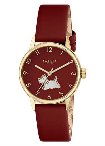 RADLEY レディバードロード レザーストラップウォッチ Radley London Square Gold Plated Deep Purple Leather Strap