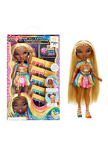 RAINBOW HIGH Muñeca Meline Con Kit De Tizas De Pelo Lavables: Set De 5 Tizas, 4 Peines Y 5 Pinzas, Crea Y Colorea Tu Propio Estilo, Para Niñas De 4 A 12 Años
