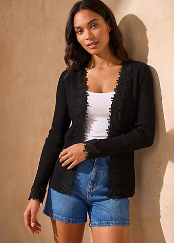 Roman Lace Trim Knit Cardigan | Freemans